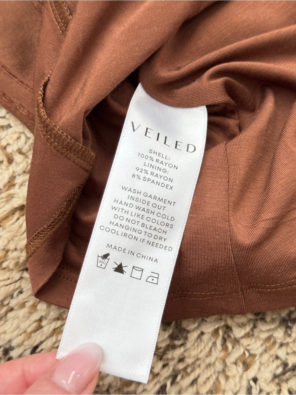 Brown Ribbed High-Neck Tunic Top - Picture 10 of 12